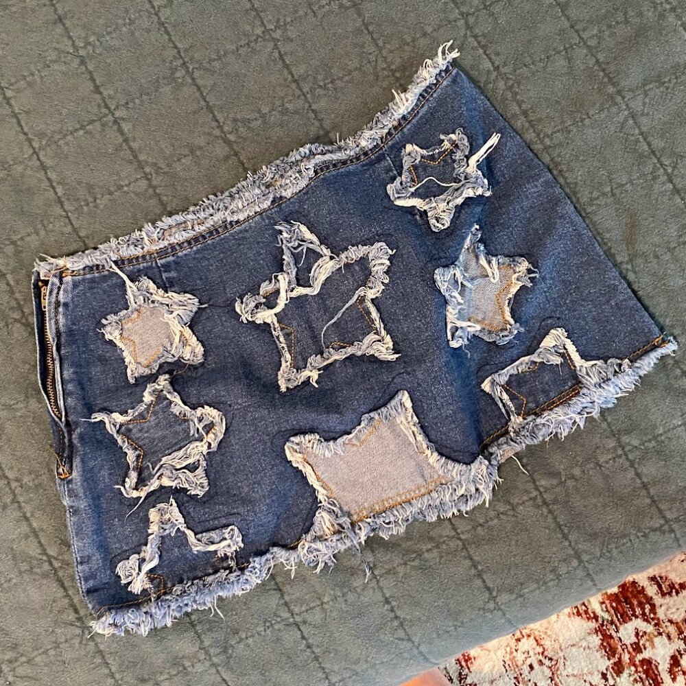 Star Denim Mini Skirt